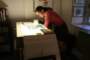 Harriet at work in her Dutch Studio